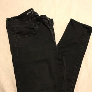 AEO Black Sateen Jeggings